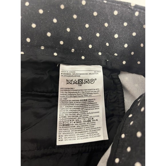 Banana Republic Women Mid-Rise Slim Ankle Pants 2 Black w/Polka Dots Preppy Cute - Picture 6 of 10